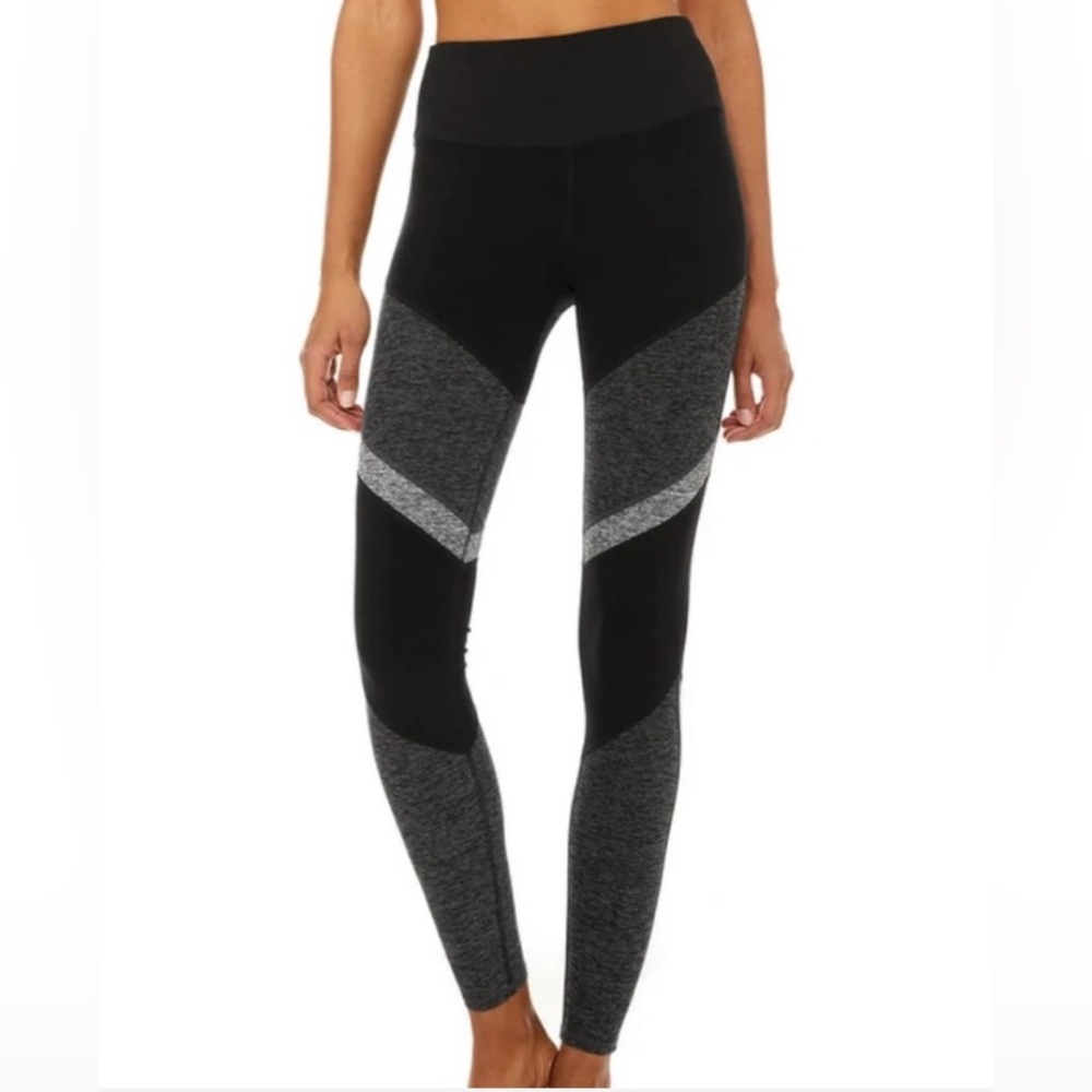 ALO Yoga Black and Gray High-Waisted Leggings